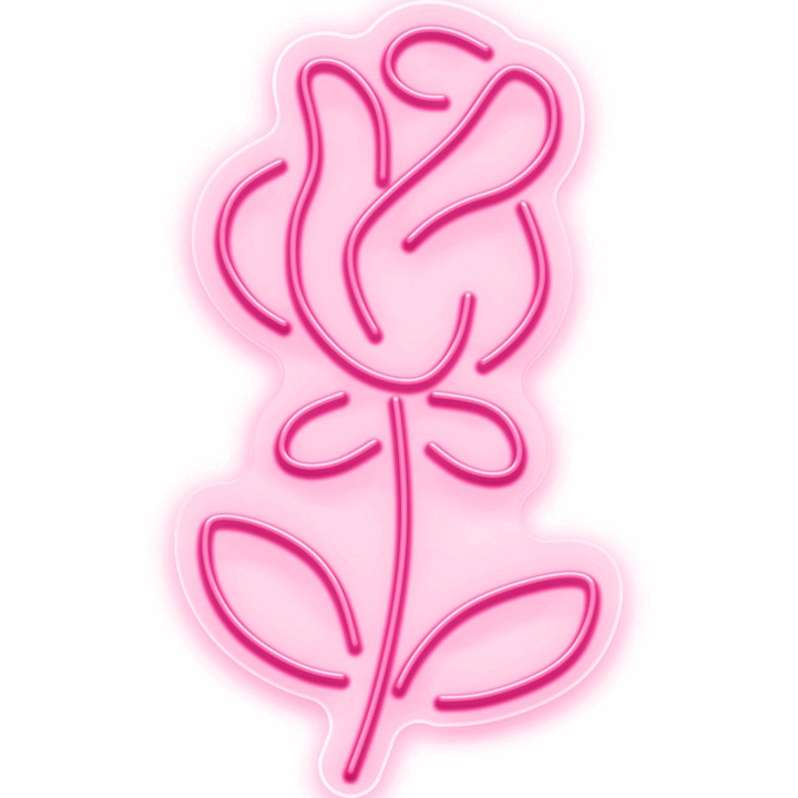 Semn Luminos LED Neon Rose, Magenta, 66x120x0.8cm