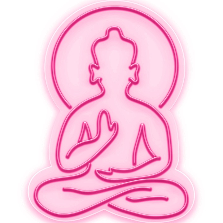 Semn Luminos LED Neon Namaste, Magenta, 45x60x0.8cm