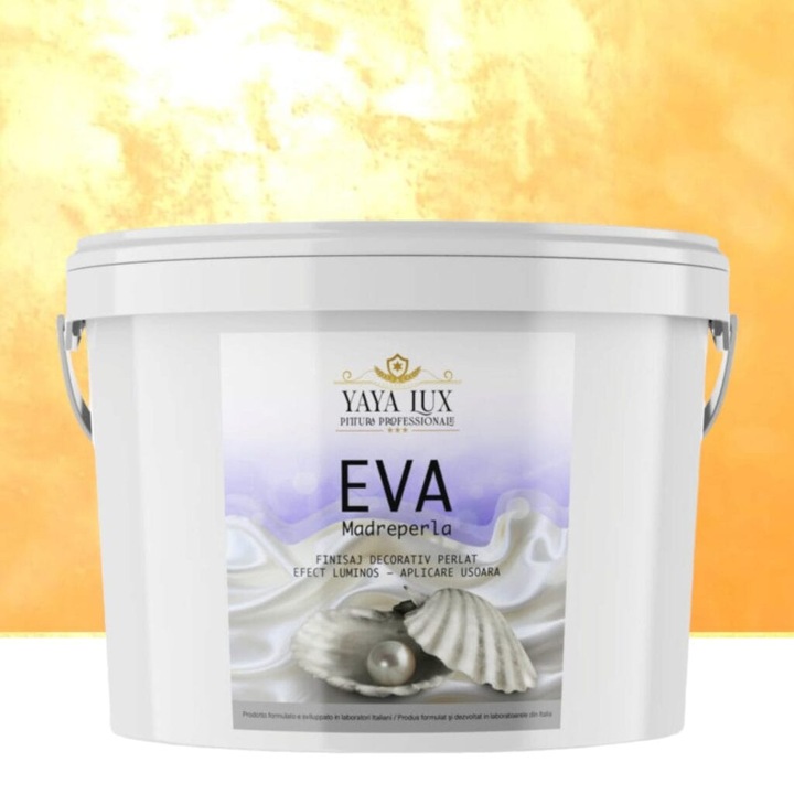 Vopsea decorativa de Lux, Eva Madreperla cu Fulgi de Sticla, Portocaliu, 2.5 Litri
