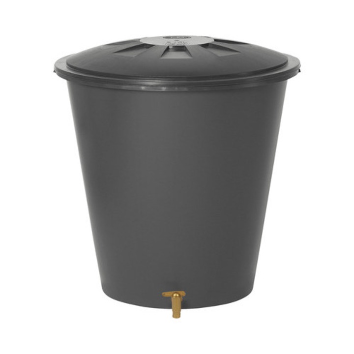 Butoi Rotund 210 L Gri Grafit Include Capac, Robinet De Scurgere Si Accesorii