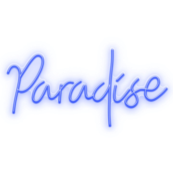 Semn Luminos LED Neon Paradise, Albastru, 190x94x0.8cm