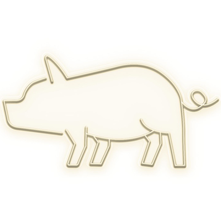 Semn Luminos LED Neon Porc, Alb cald, 237x125x0.8cm