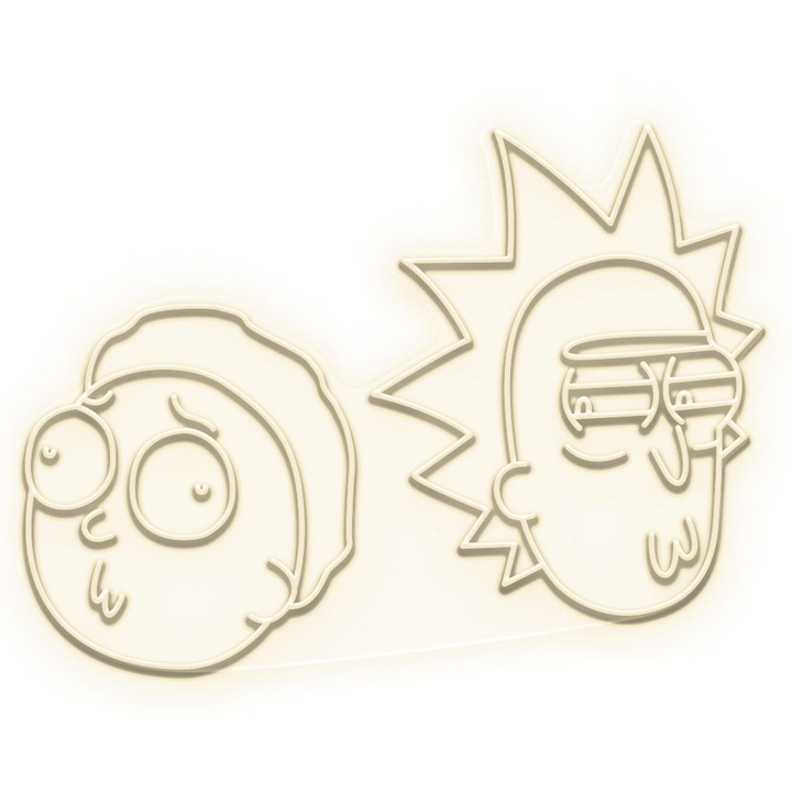 Semn Luminos LED Neon Rick & Morty, Alb cald, 99x75x0.8cm