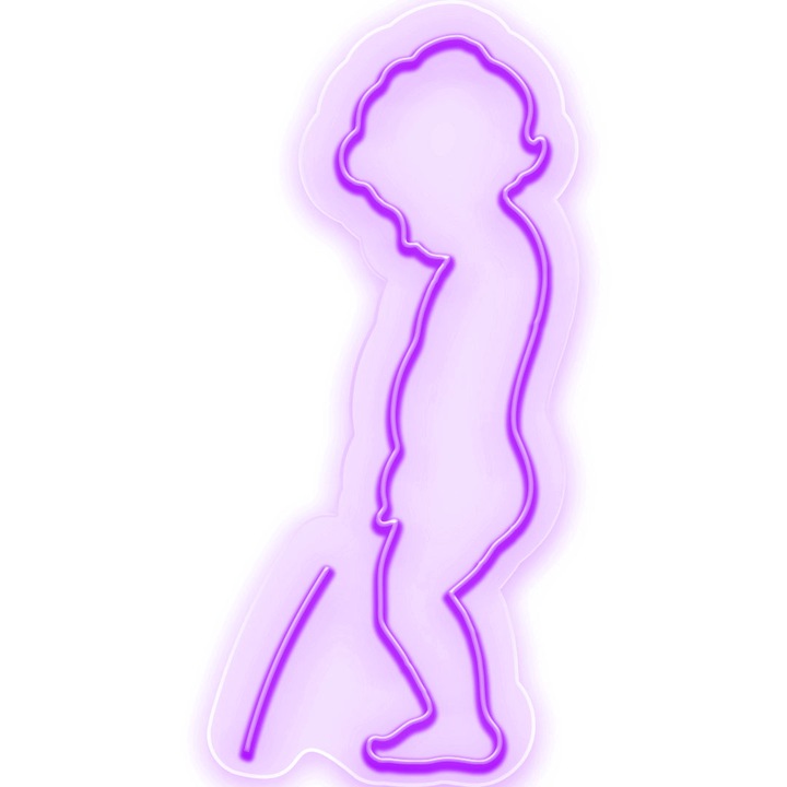 Semn Luminos LED Neon Copilas, Mov, 18x35x0.8cm