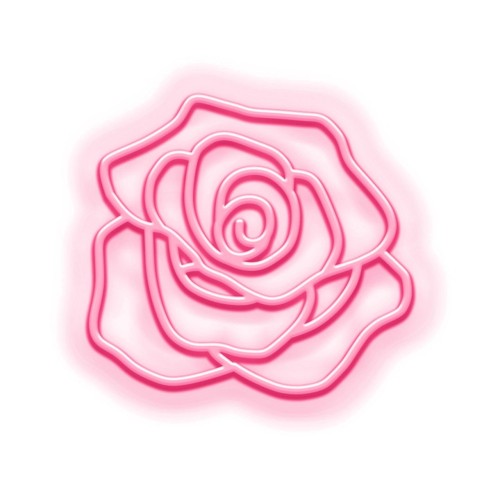 Semn Luminos LED Neon Rose, Rosu deschis, 110x120x0.8cm