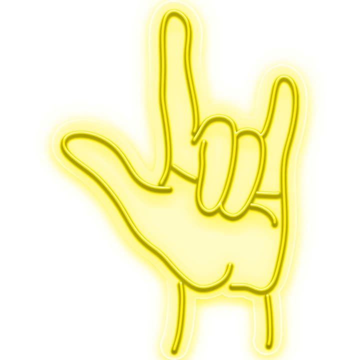 Semn Luminos LED Neon ROCK, Galben, 38x53x0.8cm