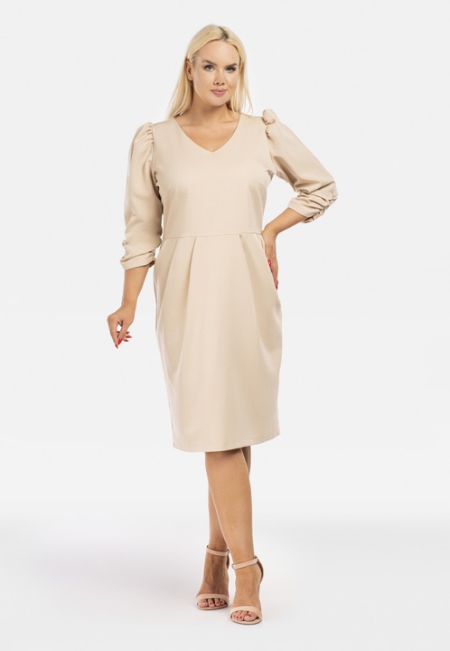 Rochie dama, KARKO, Poliester, Bej, Bej