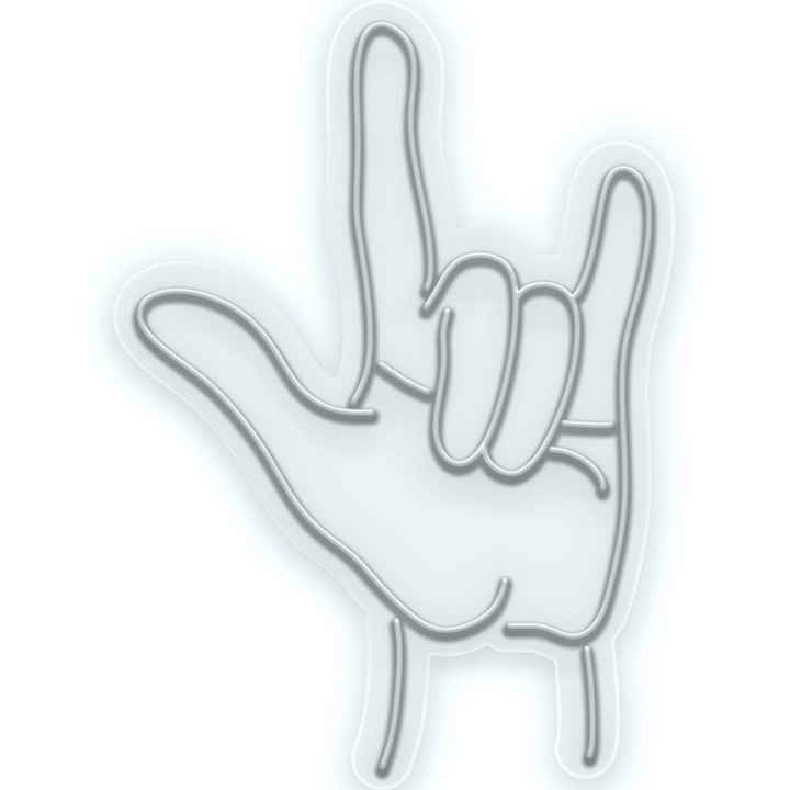 Semn Luminos LED Neon ROCK, Alb rece, 67x94x0.8cm