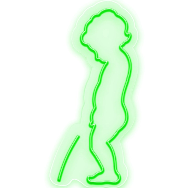 Светещ LED надпис за дете, неонов, зелена, 18x35x0,8 см