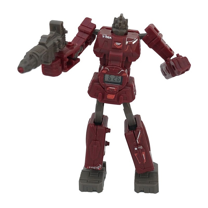 Pix cu ceas care se transforma in robot din plastic, 12x15cm, rosu