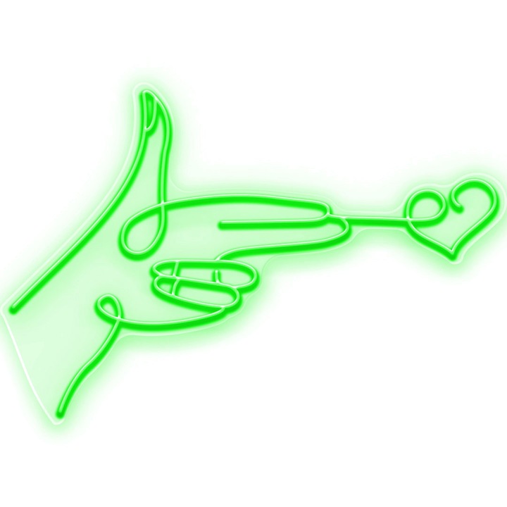 Semn Luminos LED Neon Shooting heart, Verde, 185x125x0.8cm