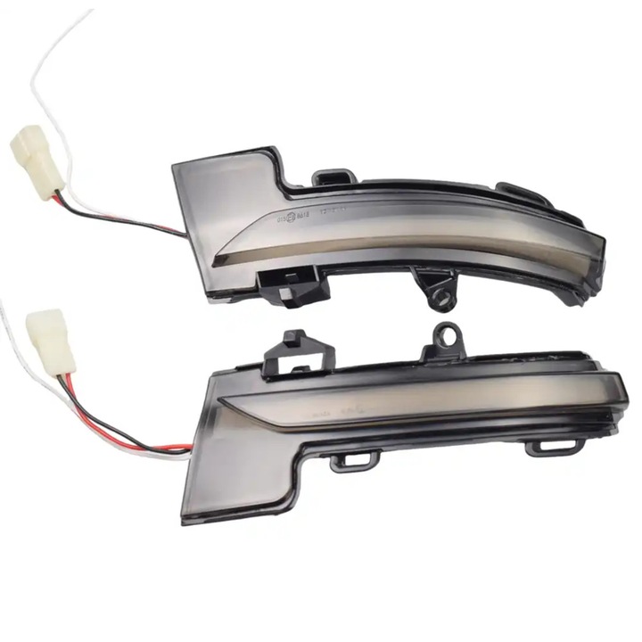 Semnalizare dinamica pentru oglinzi, cu led in 2 culori, pentru Skoda Octavia 2013-2018, Volkswagen T-Roc, T-Cross 2018-2020, fumuriu