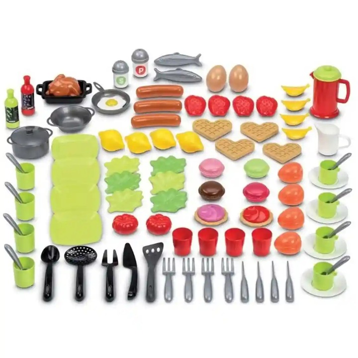 Set mancare de jucarie, Ecoiffier, 100 de piese, Multicolor
