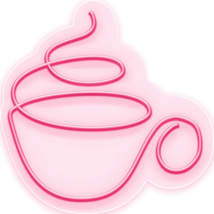 Semn Luminos LED Neon Cup of Coffee, Rosu deschis, 50x55x0.8cm