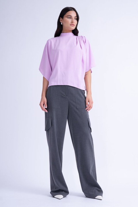 Bluza vaporoasa cu pliuri, Bluzat, Roz pudra, Masura, Roz pudrat