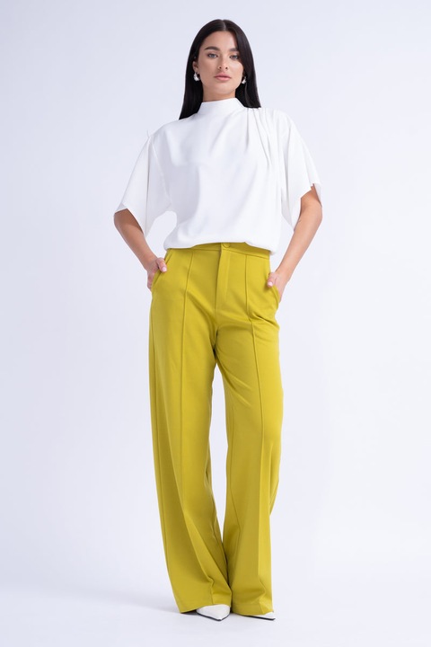 Bluza vaporoasa cu pliuri, Bluzat, Alb, Masura, Alb