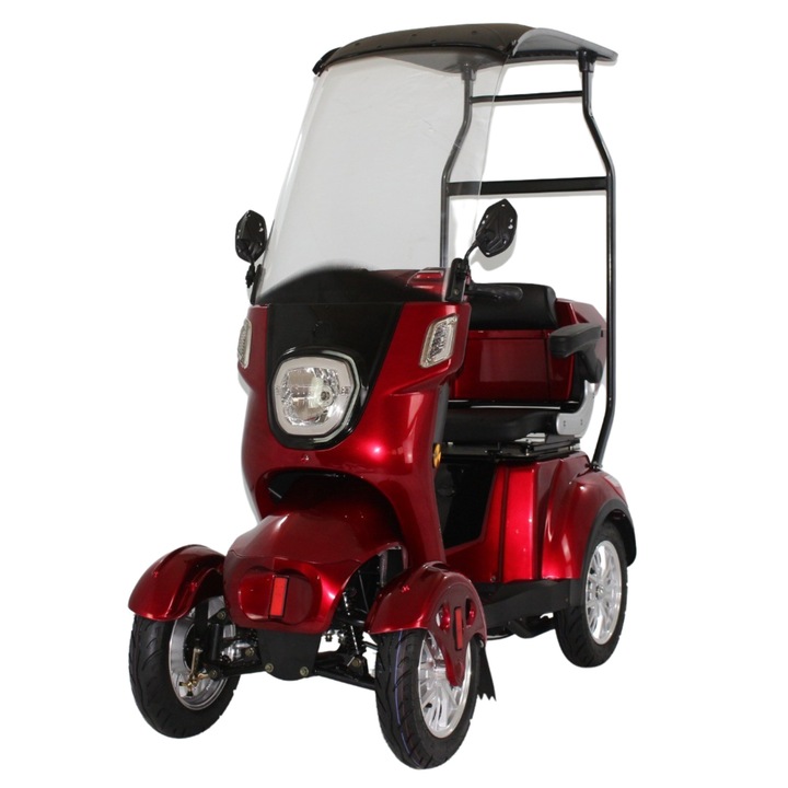 Elektromos robogó, időseknek - Eroute MOB05 1000W, Piros, tetővel, 25 km/h