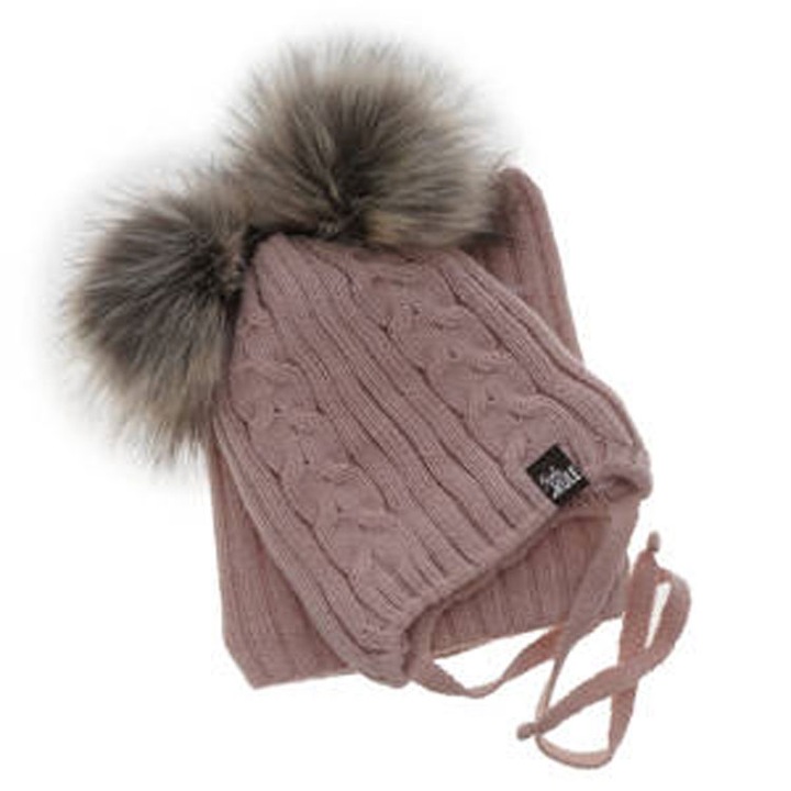 Set de iarna pentru fete, caciula si fular mov Marien, marime 46-48 cm