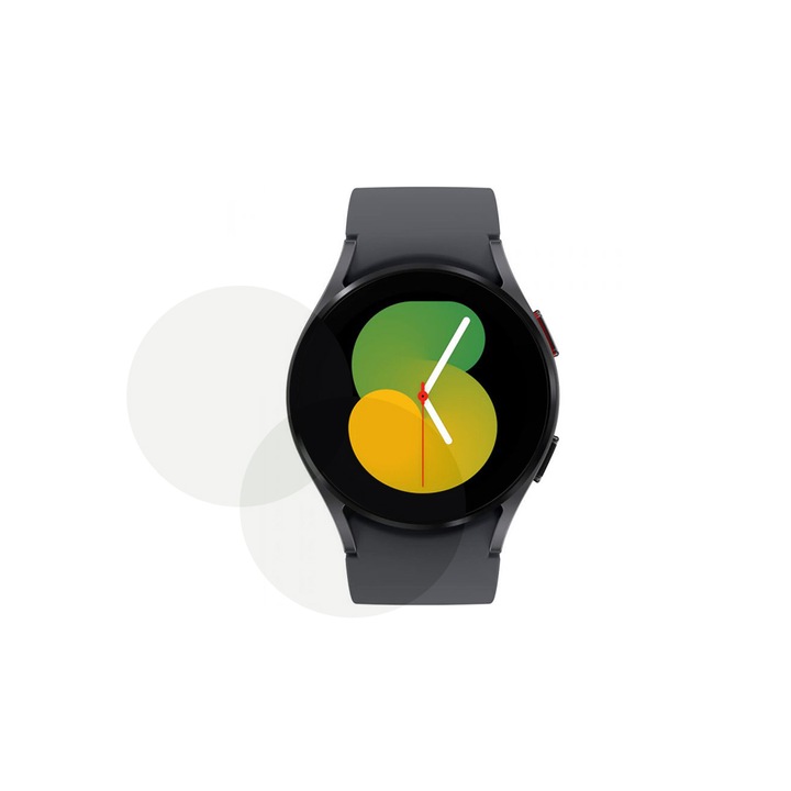 Set 2 x Folie compatibila cu Samsung Galaxy Watch 5 40 mm, InvisiFlex Full Glue, Silicon hydrogel regenerabil, Anti soc si anti spargeri, SlimLine NanoShield, Transparenta
