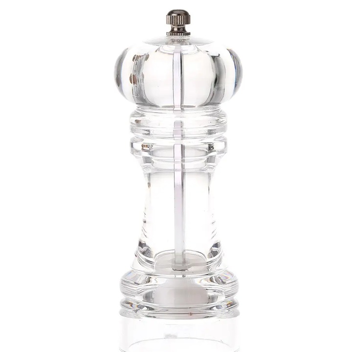 Rasnita sare si piper transparenta acril si metal 16 cm