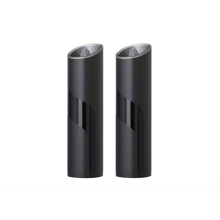 Set 2 rasnite electrice sare si piper, negru, inductie gravitationala, indicator LED, grosime reglabila