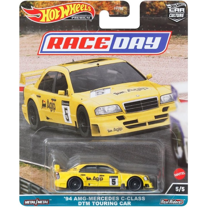 Hot Wheels Premium Car, Race Day Mix 4, '94 Mercedes C-Class Race, 1:64, жълто