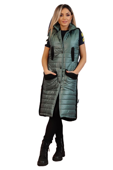 Vesta dama, WildFashion, 227357, Poliester, Verde/Negru, XL INTL