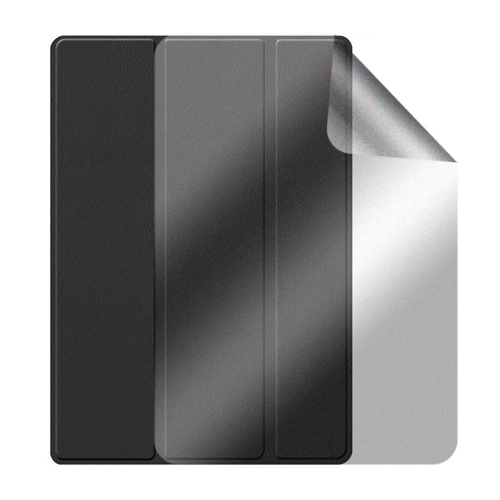 Set Husa Tableta din piele PU si Folie Silicon Matte pentru Apple iPad 10.2 (2021/2020/2019) - Black, Protectie Completa, Hydrogel Regenerabil, Full Glue, Interior Microfibra, Stand, Ecran Protejat, Colturi Anti-Soc, Negru