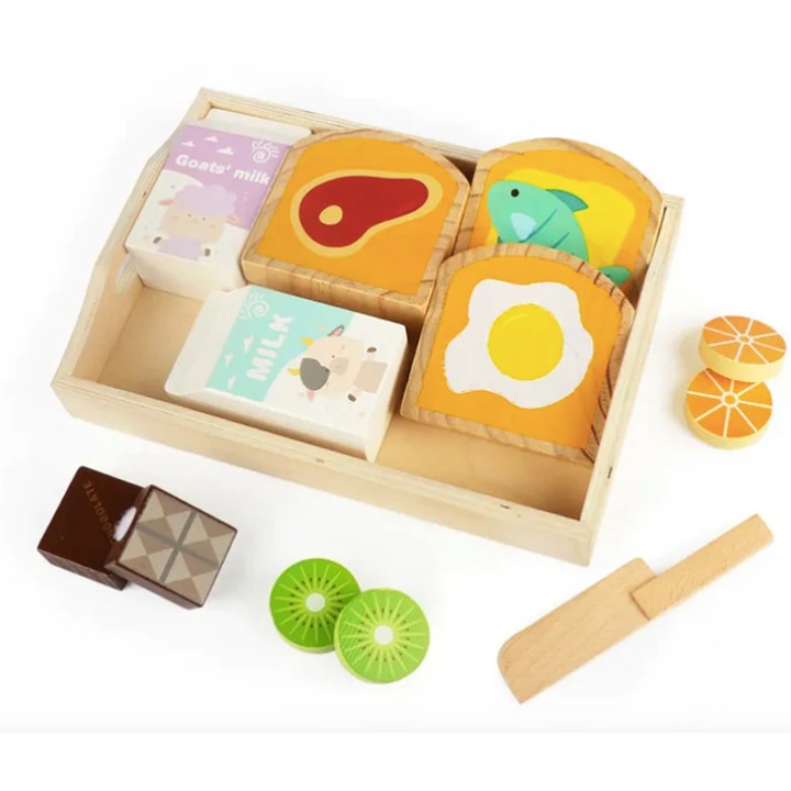 Set mic dejun din lemn, 14 piese, 36m+