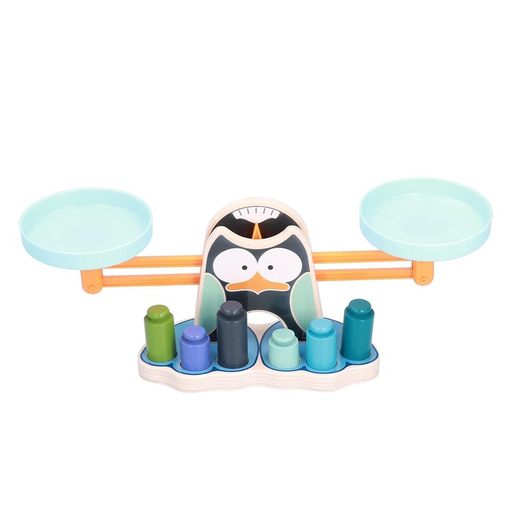 Joc educativ invata sa cantaresti cu pinguinul, Zola®, lemn si plastic, 33.5x12 cm, multicolor
