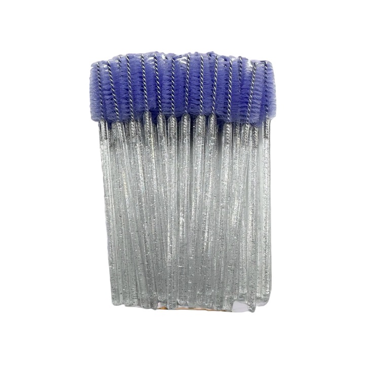 Комплект от 50 лилави/бели блестящи четки за спирала