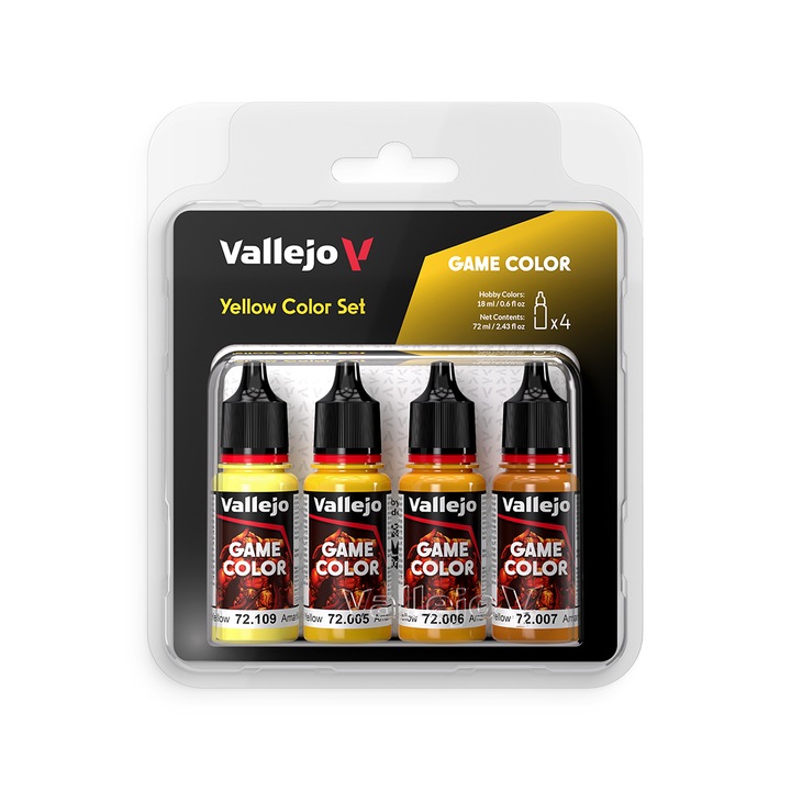 Комплект жълти бои, Vallejo Game Color 72.378, 4x18мл