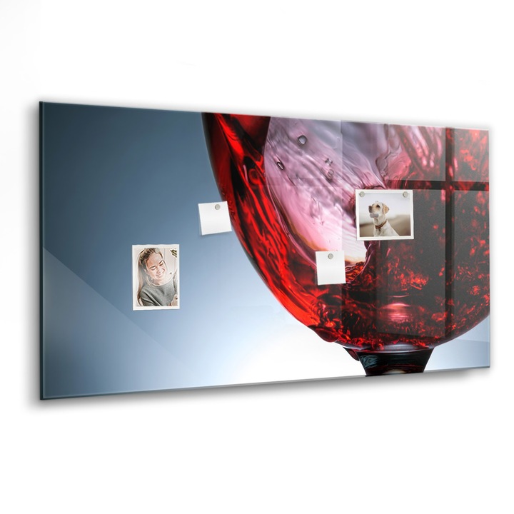 Tabla magnetica. Sticla. Pahar De Vin. 120 cm x 60 cm. Rosu. 00027584