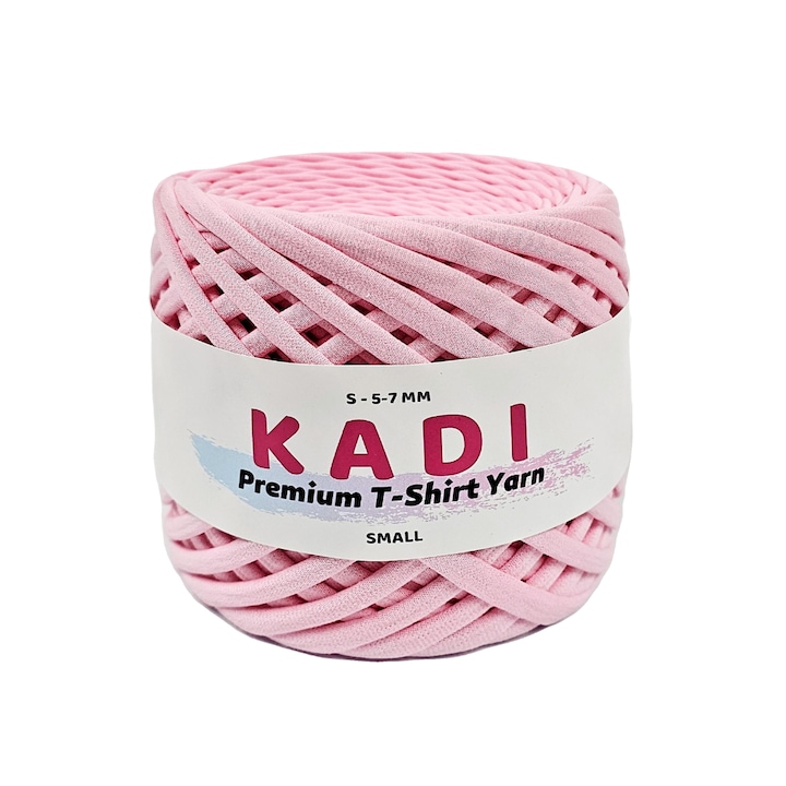 Banda textila pentru crosetat, KaDi Premium Small, 5-7 mm, 110 m, culoare Roz Pastel