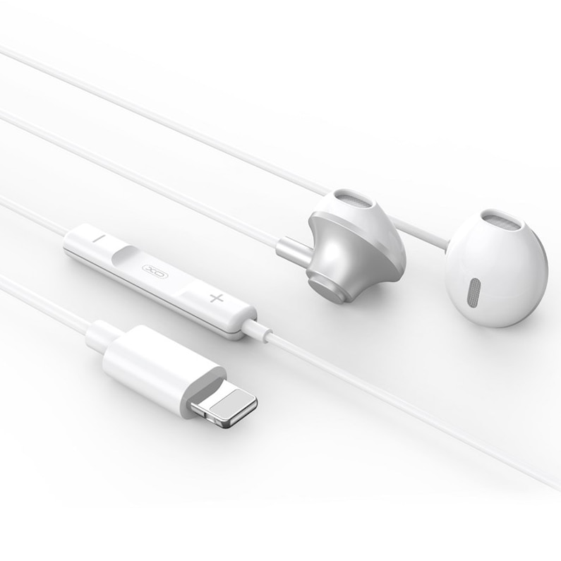Casti audio In Ear, conector compatibil Apple, control apeluri si volum, 1.2m lungime cablu, Alb