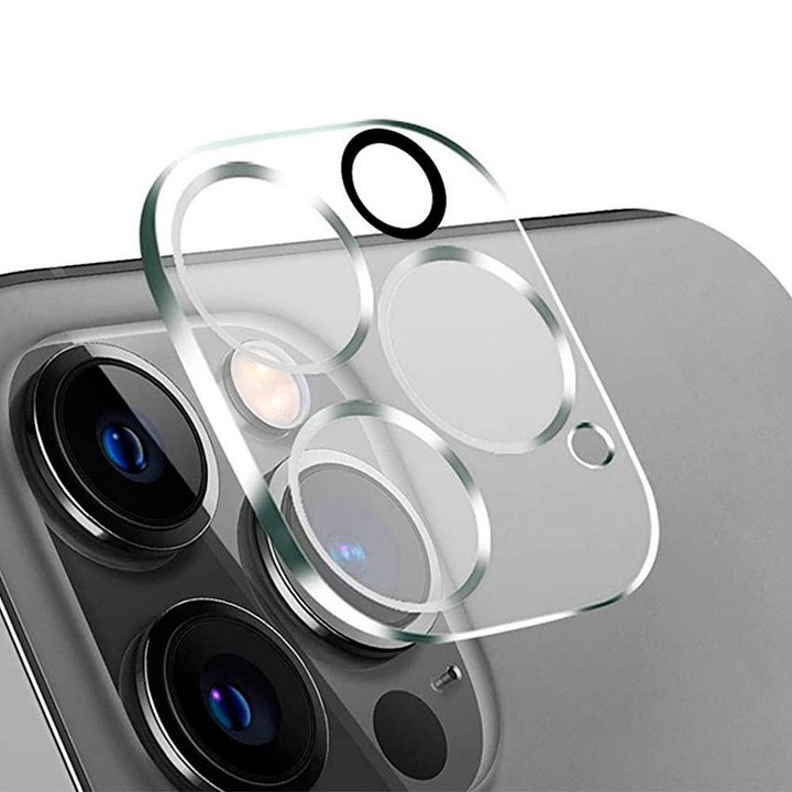 Стъклен протектор за задна камера 5D Full bGreen за Apple iPhone 12 Pro (6.1), Прозрачен
