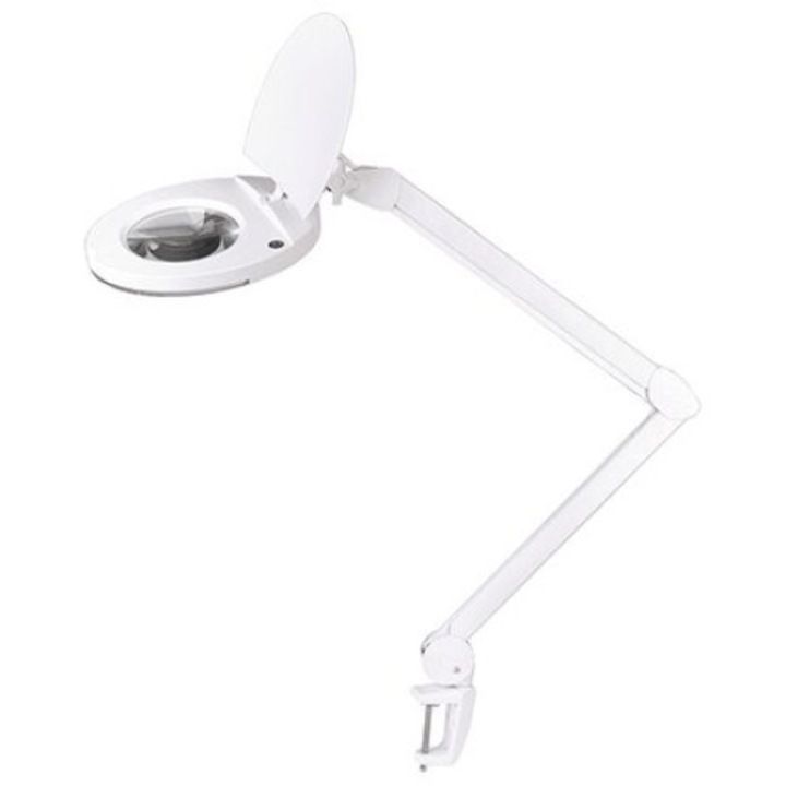 Lupa cu lampa led, 5x, diametru 5 inch, 8 W, lentila sticla, 760 lm, prindere de masa