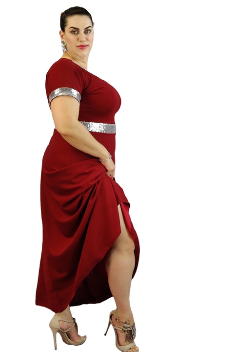 Rochie eleganta de ocazie cu paiete 4XL, Visiniu