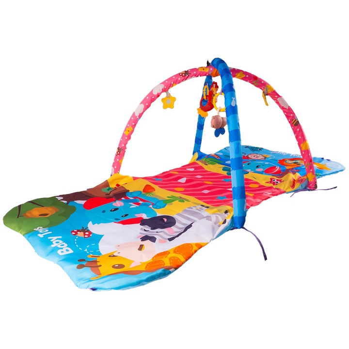4 az 1-ben tevékenységközpont gyerekeknek és babáknak ISP "Likesmart Game Tunnel Activity Gym", szőnyeg 130 cm, Multicolor
