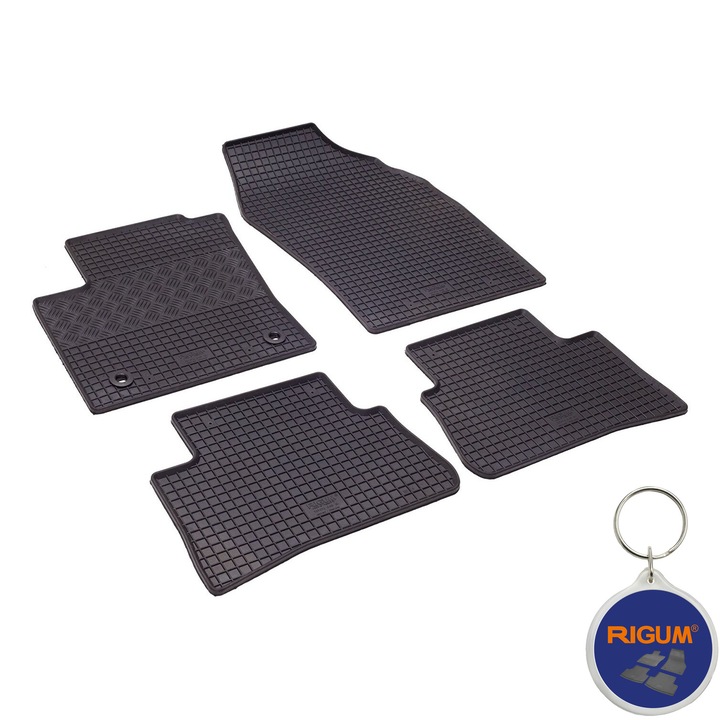 Set 4 covorase auto cauciuc pentru Toyota CH-R SUV 01.2017 - prezent si breloc Rigum