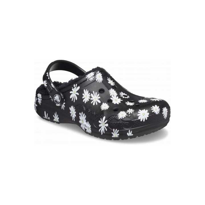 Детско изолирано сабо, Crocs, Baya Lined Printed Kids Clog, Черен, Черен