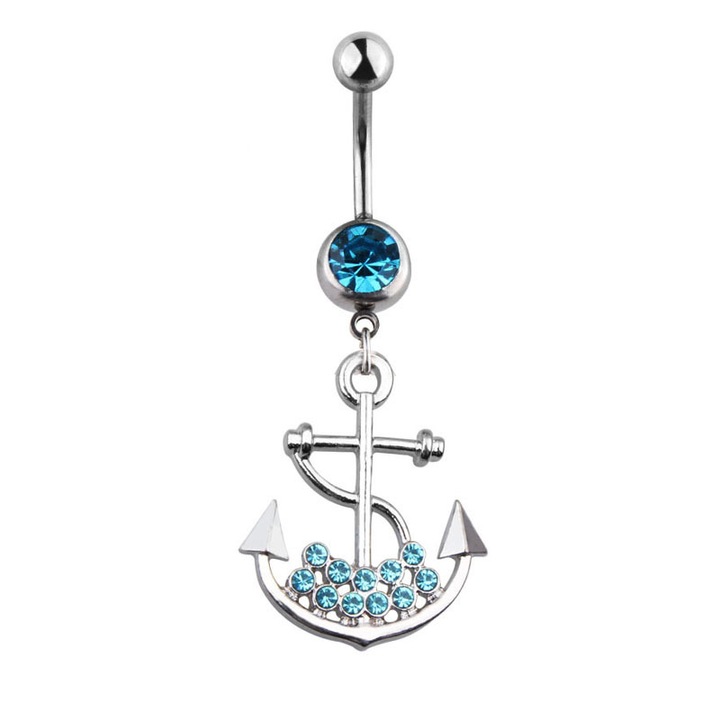 Piercing pentru buric, Seria navelor piratate, otel 316L, platina, 5cm