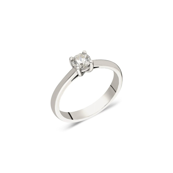 Inel de logodna din aur alb 14 K, 3.02 g, diamant 0.36 carate, 1 piatra, marimea 57, Reina Bijou