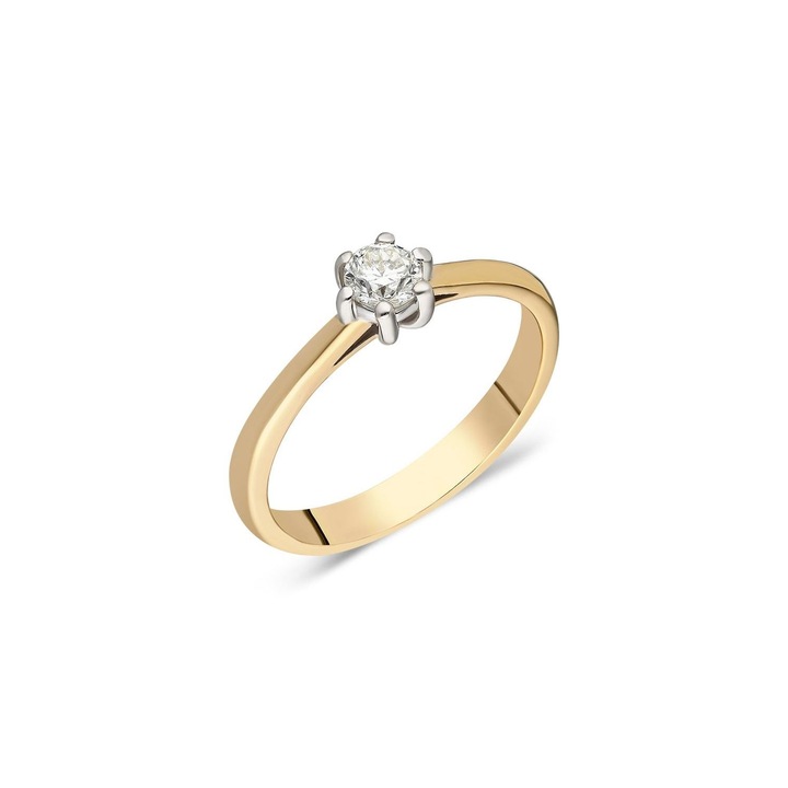 Inel de logodna din aur galben 14 K, 2.13 g, diamant 0.18 carate, 1 piatra, marimea 51, Reina Bijou