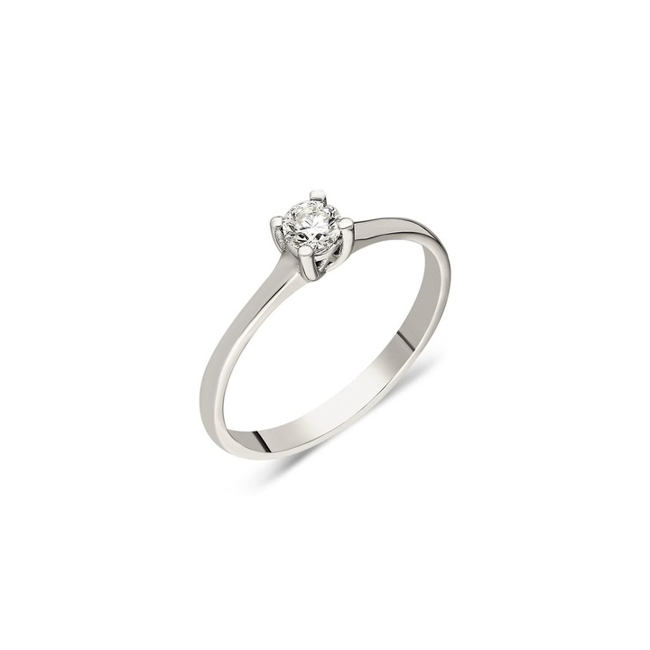 Inel de logodna din aur alb 14 K, 1.97 g, diamant 0.18 carate, 1 piatra, marimea 57, Reina Bijou