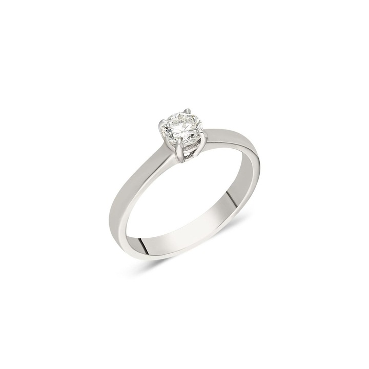 Inel de logodna din aur alb 14 K, 2.68 g, diamant 0.37 carate, 1 piatra, marimea 53, Reina Bijou