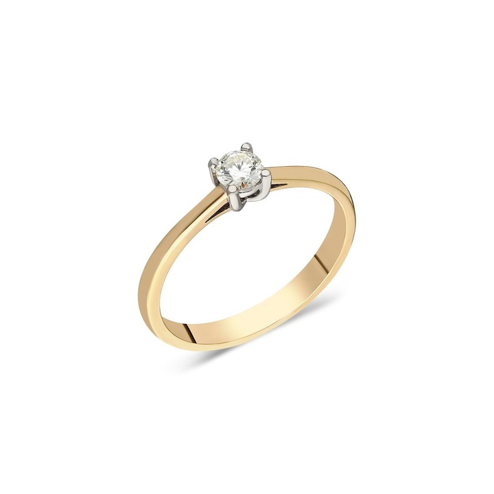 Inel de logodna din aur galben 14 K, 2.08 g, diamant 0.19 carate, 1 piatra, marimea 51, Reina Bijou