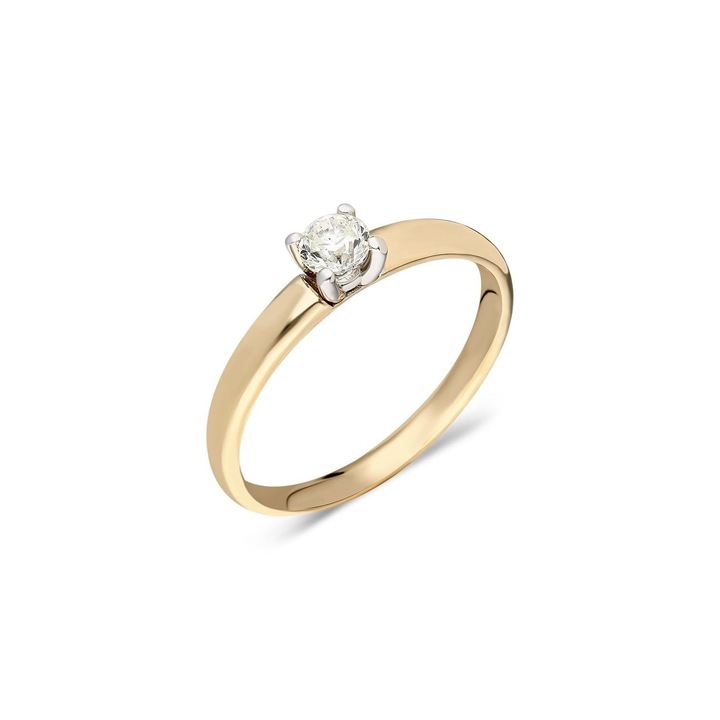 Inel de logodna din aur galben 14 K, 2.48 g, diamant 0.32 carate, 1 piatra, marimea 52, Reina Bijou