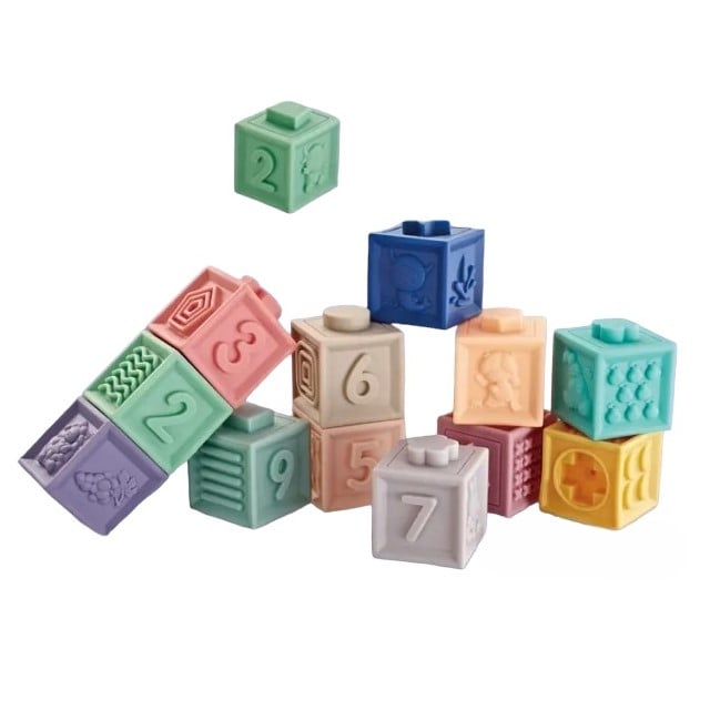 Set 12 cuburi silicon copii, jucarie educationala colorata, Empria ...
