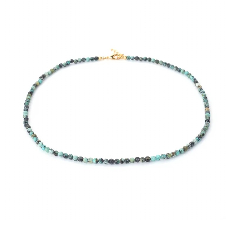 Colier choker Ezera, Minis, din pietre semipretioase de Turcoaz African, 35+7cm